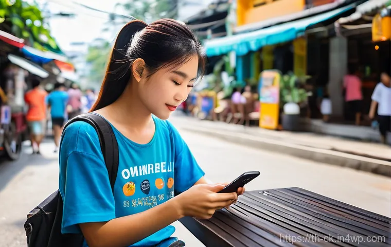 옴니채널의 데이터 보안 및 프라이버시 이슈 - **Prompt:** A vibrant and bustling street scene in Bangkok, Thailand, during the daytime. In the for...