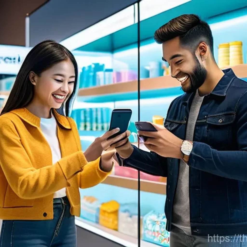 옴니채널 고객 인사이트 도출 방법 - **Omnichannel Customer Journey:**
"A vibrant and modern cityscape at twilight, with subtle glowi...