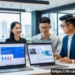 Home 21 옴니채널 데이터 분석 및 활용법 - **Prompt:** A vibrant, futuristic depiction of omnichannel data integration for a modern Thai e-comm...