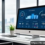 Home 18 옴니채널 고객 경험을 위한 대시보드 구성법 - A modern, sleek omnichannel dashboard interface displayed on a desktop monitor, showing multiple rea...