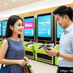 Home 23 옴니채널 전략의 지속적 개선 및 피드백 루프 - A modern retail environment showing seamless omnichannel customer experience: a diverse group of Sou...