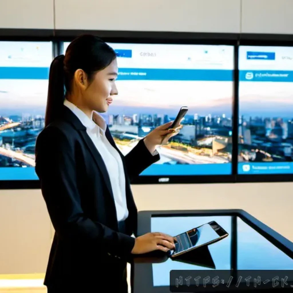 옴니채널 환경에서의 커뮤니케이션 전략 - Photorealistic modern Bangkok retail command center, a Thai communications strategist in smart busin...