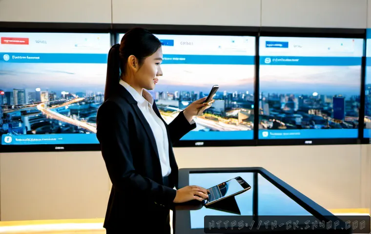 옴니채널 환경에서의 커뮤니케이션 전략 - Photorealistic modern Bangkok retail command center, a Thai communications strategist in smart busin...